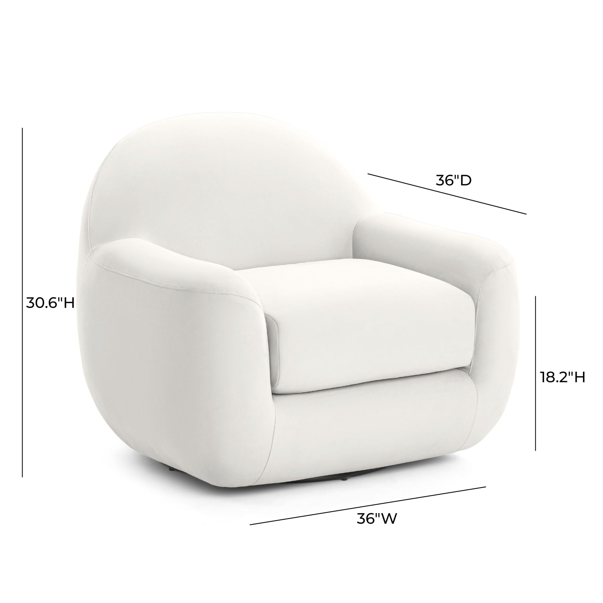 Tiago Performance Velvet Swivel Accent Chair - Cream - Image 6