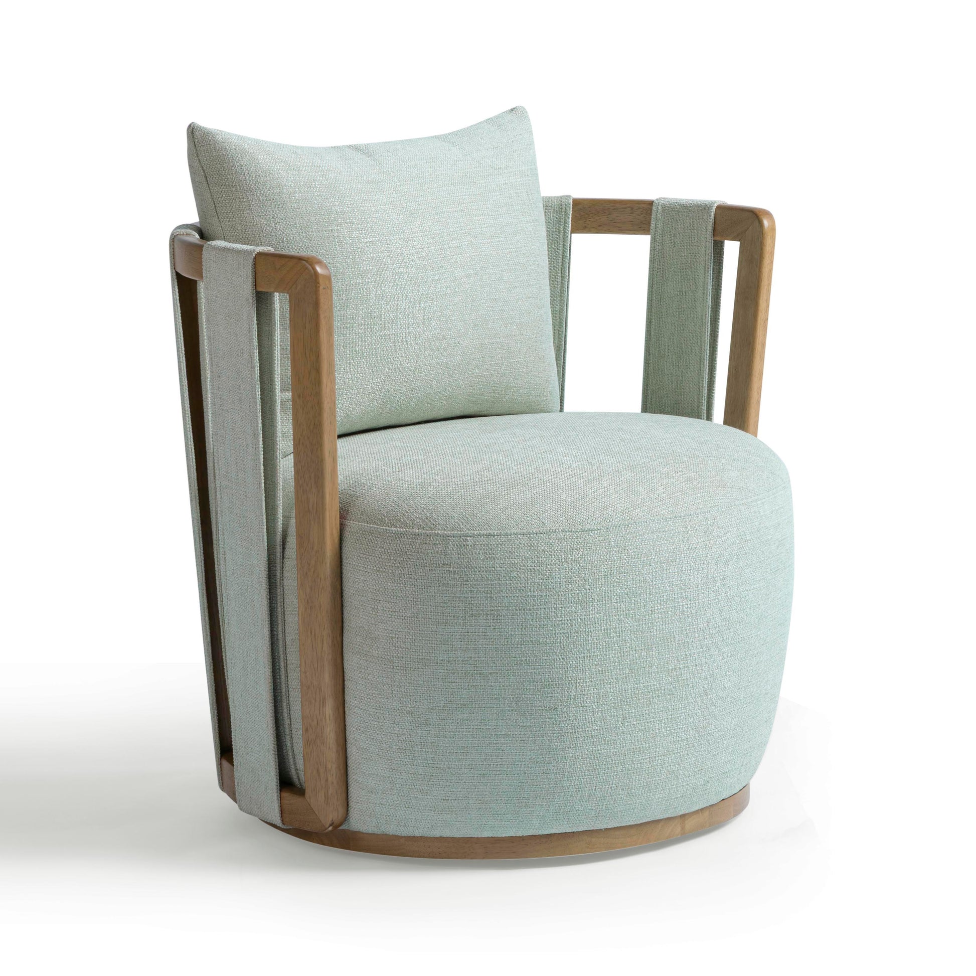 Paolo Textured Contract-Grade Weave Fabric Swivel Accent Chair - Mint Green - Image 3