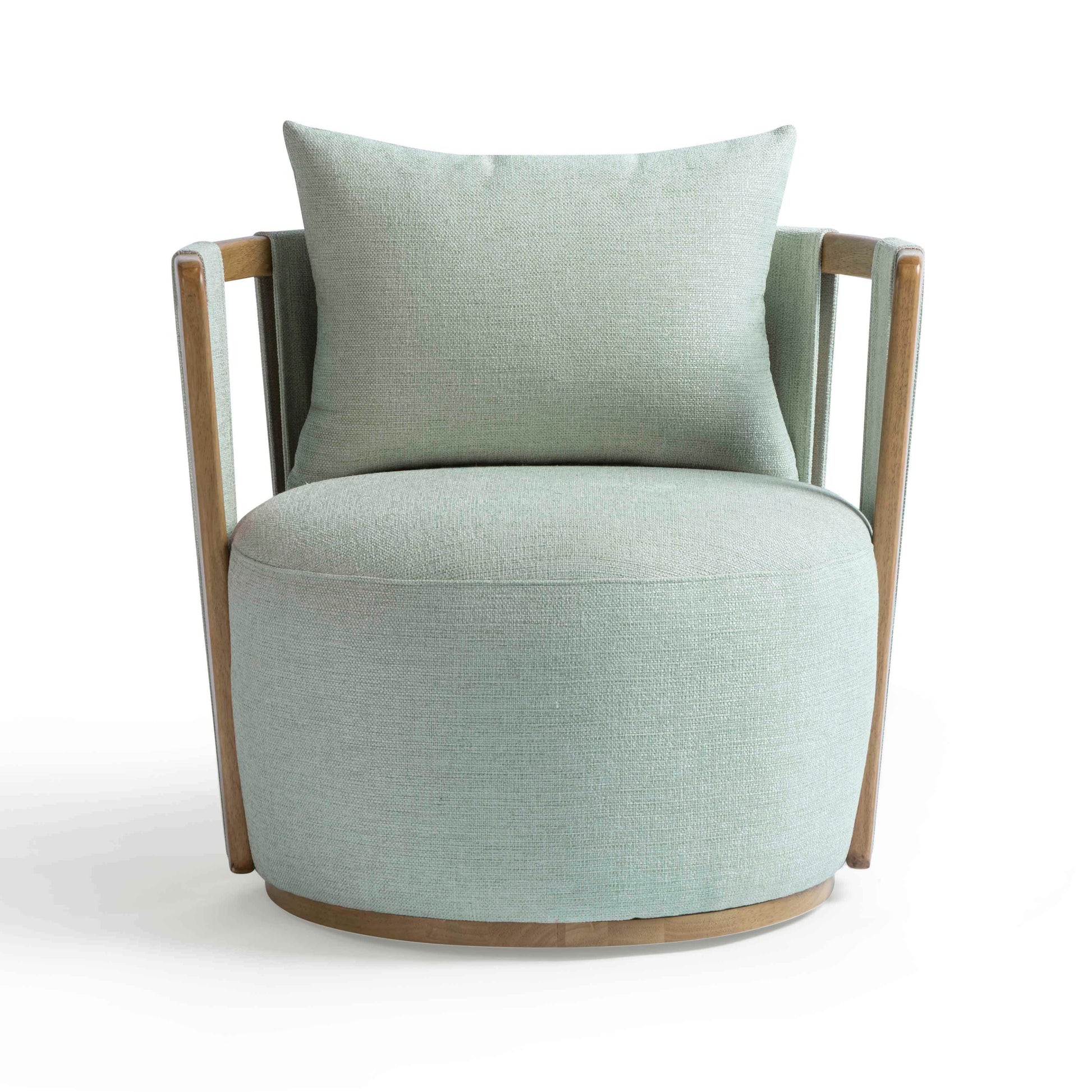 Paolo Textured Contract-Grade Weave Fabric Swivel Accent Chair - Mint Green - Image 1