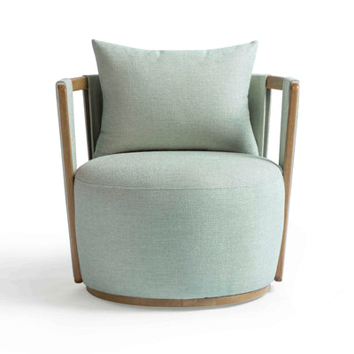 Paolo Textured Contract-Grade Weave Fabric Swivel Accent Chair - Image 1