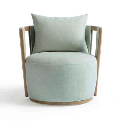 Paolo Textured Contract-Grade Weave Fabric Swivel Accent Chair - Mint Green - Image 1