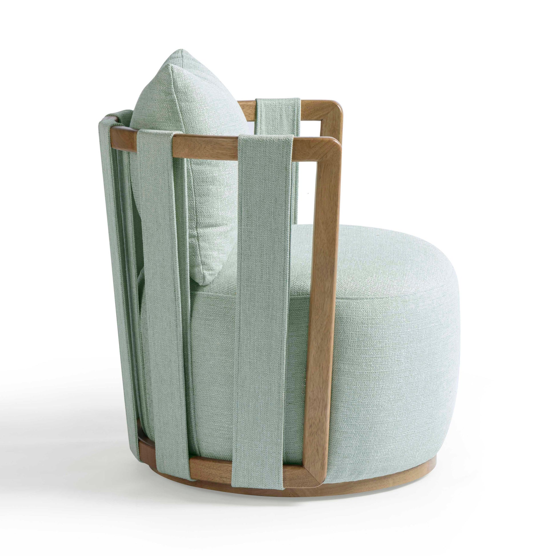 Paolo Textured Contract-Grade Weave Fabric Swivel Accent Chair - Mint Green - Image 4