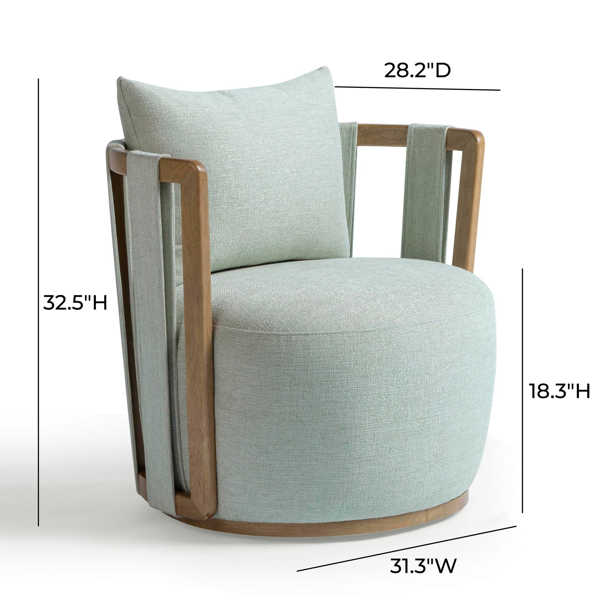 Paolo Textured Contract-Grade Weave Fabric Swivel Accent Chair - Mint Green - Image 5