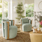 Paolo Textured Contract-Grade Weave Fabric Swivel Accent Chair - Mint Green - Image 2