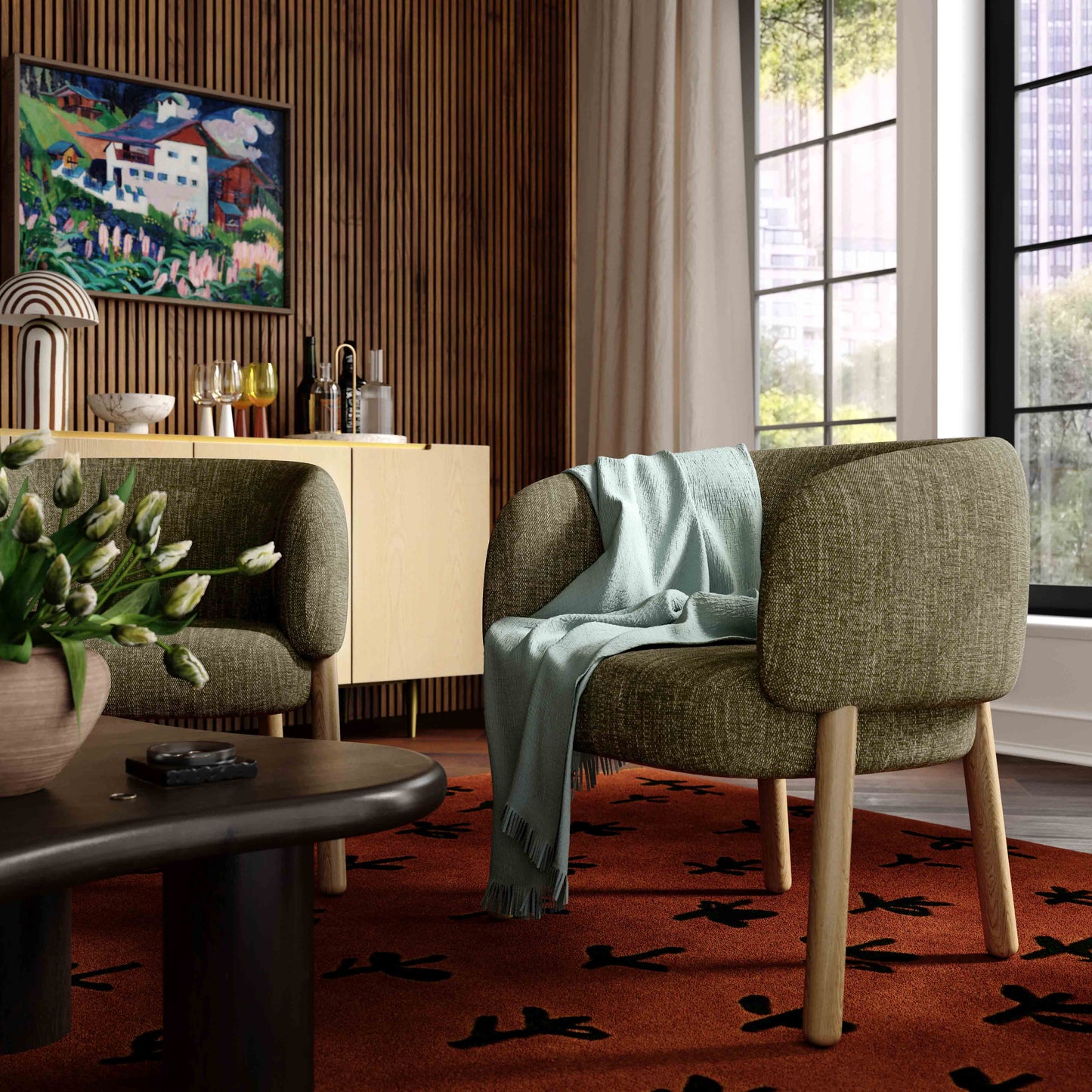 Foxy Performance Fabric Accent Chair - Green - Image 2