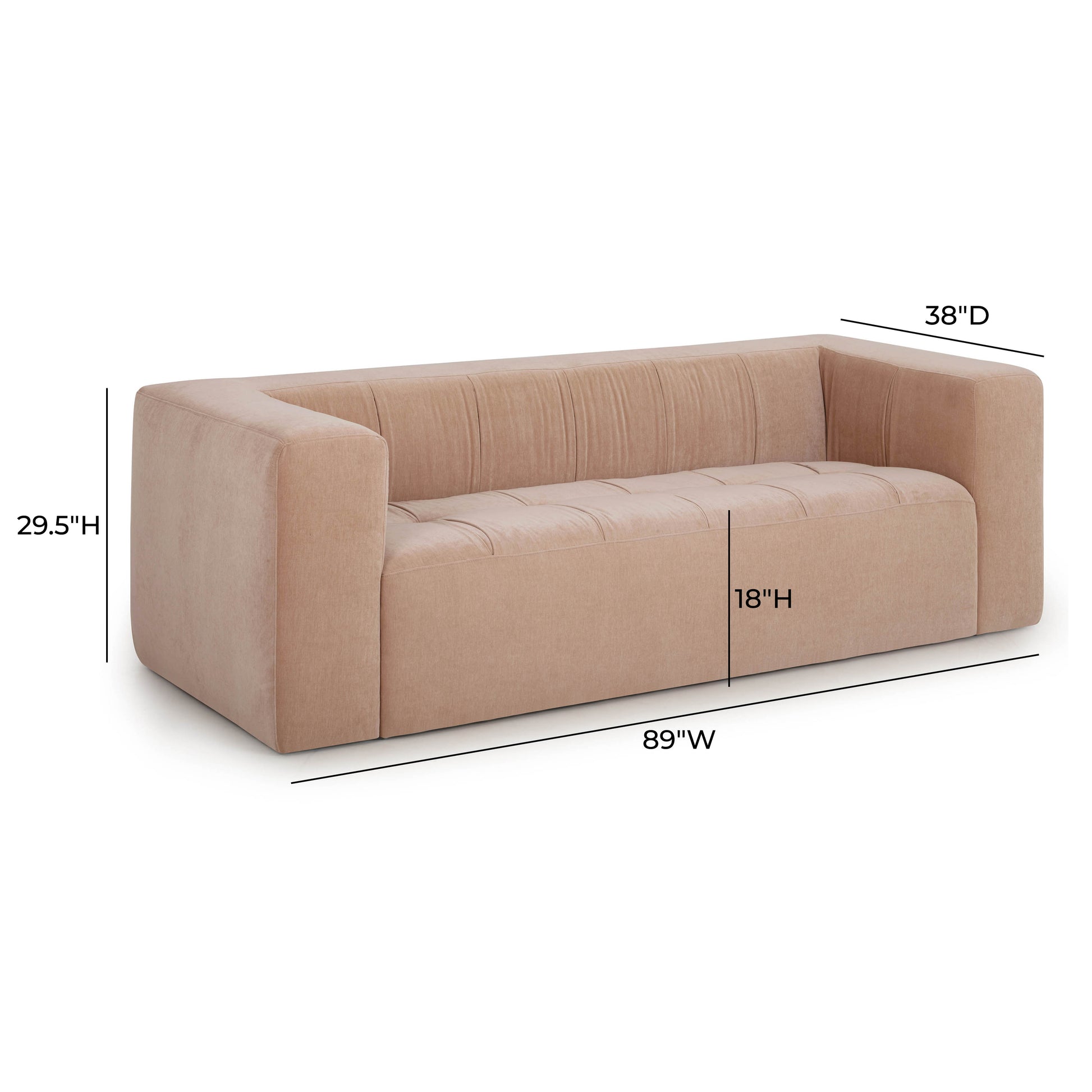 Alder 89" Upcycled Contract-Grade Chenille Sofa - Peach - Image 8