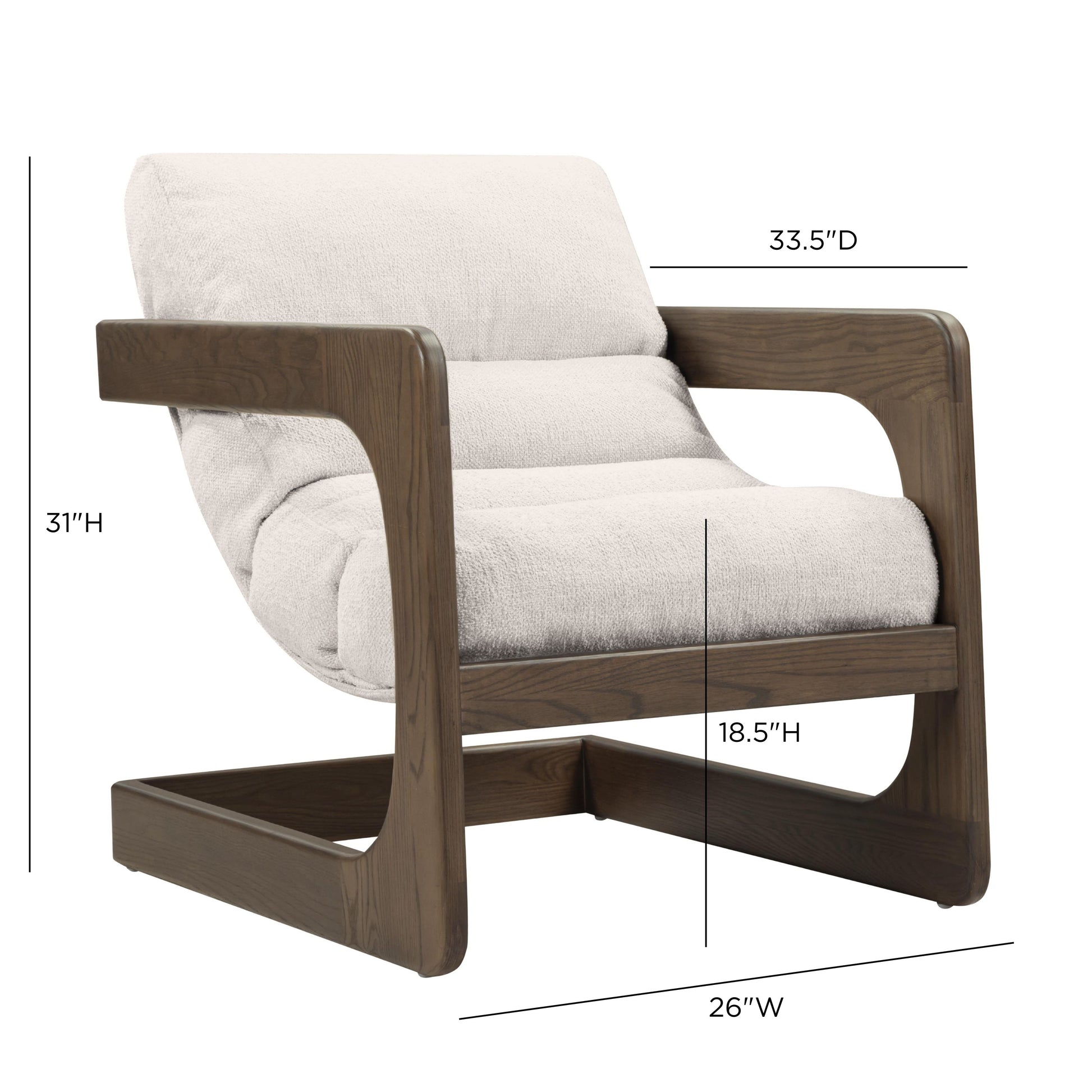 Palma Contract-Grade Textured Weave Fabric Accent Chair - Cream - Image 8