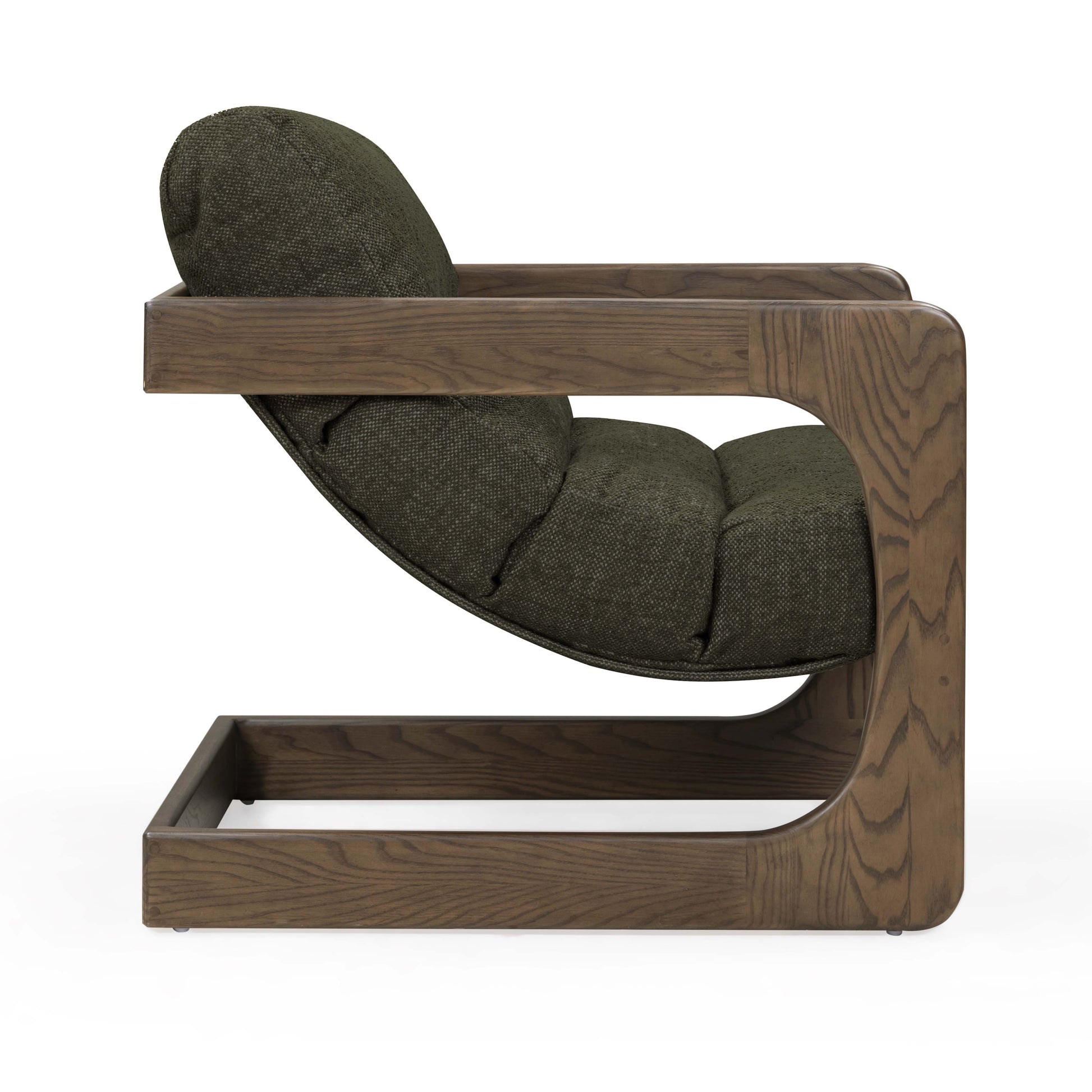 Palma Contract-Grade Textured Weave Fabric Accent Chair - Forest Green - Image 4
