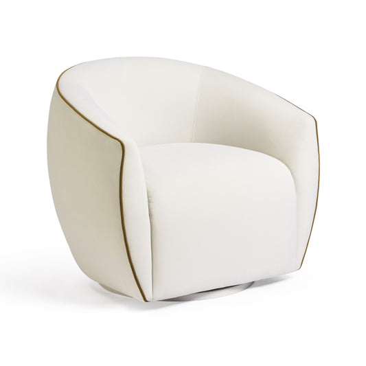 Jordan Contrast Piping Performance Velvet Swivel Accent Chair - Image 1
