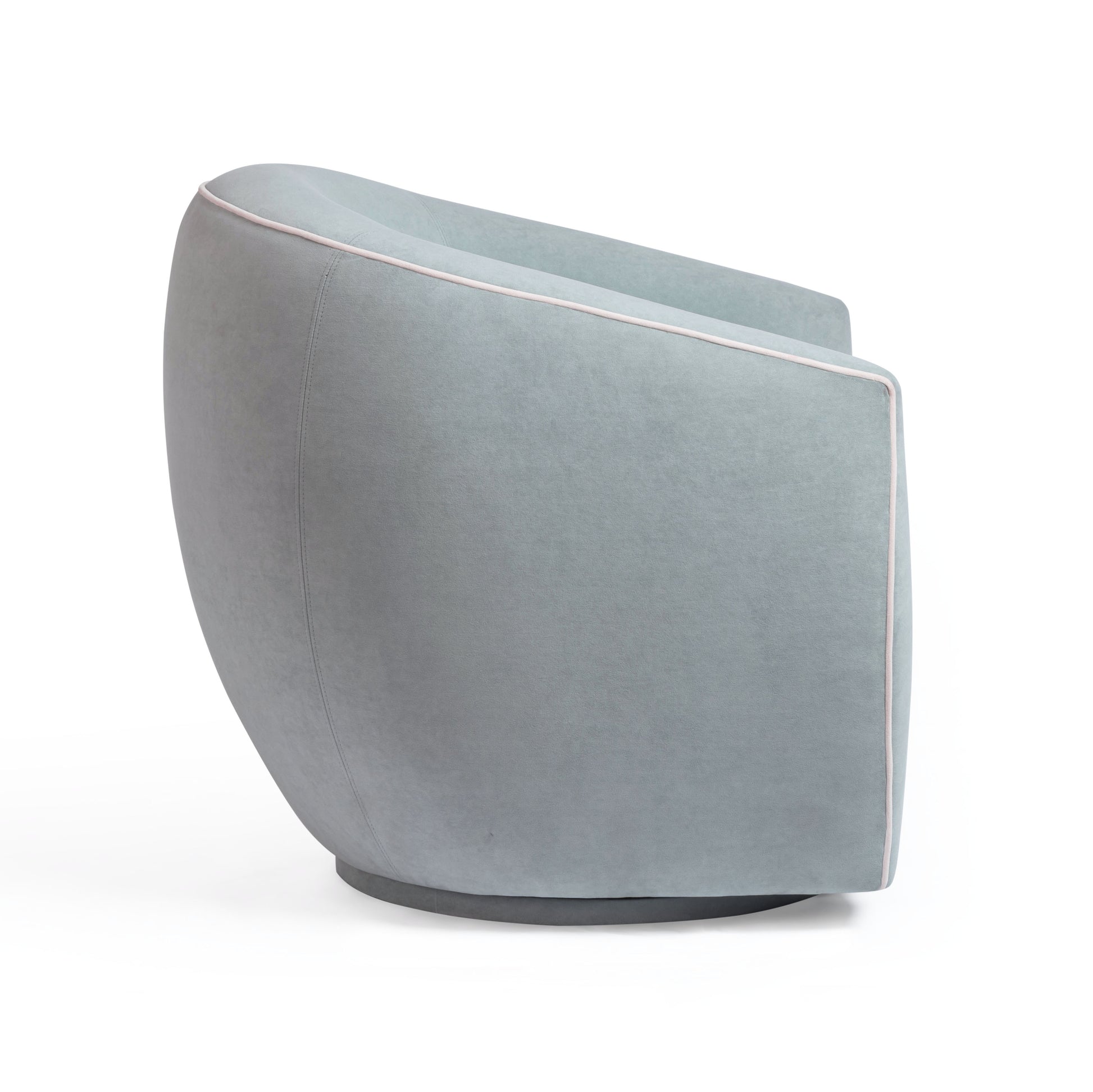 Jordan Contrast Piping Performance Velvet Swivel Accent Chair - Baby Blue,Cream - Image 4
