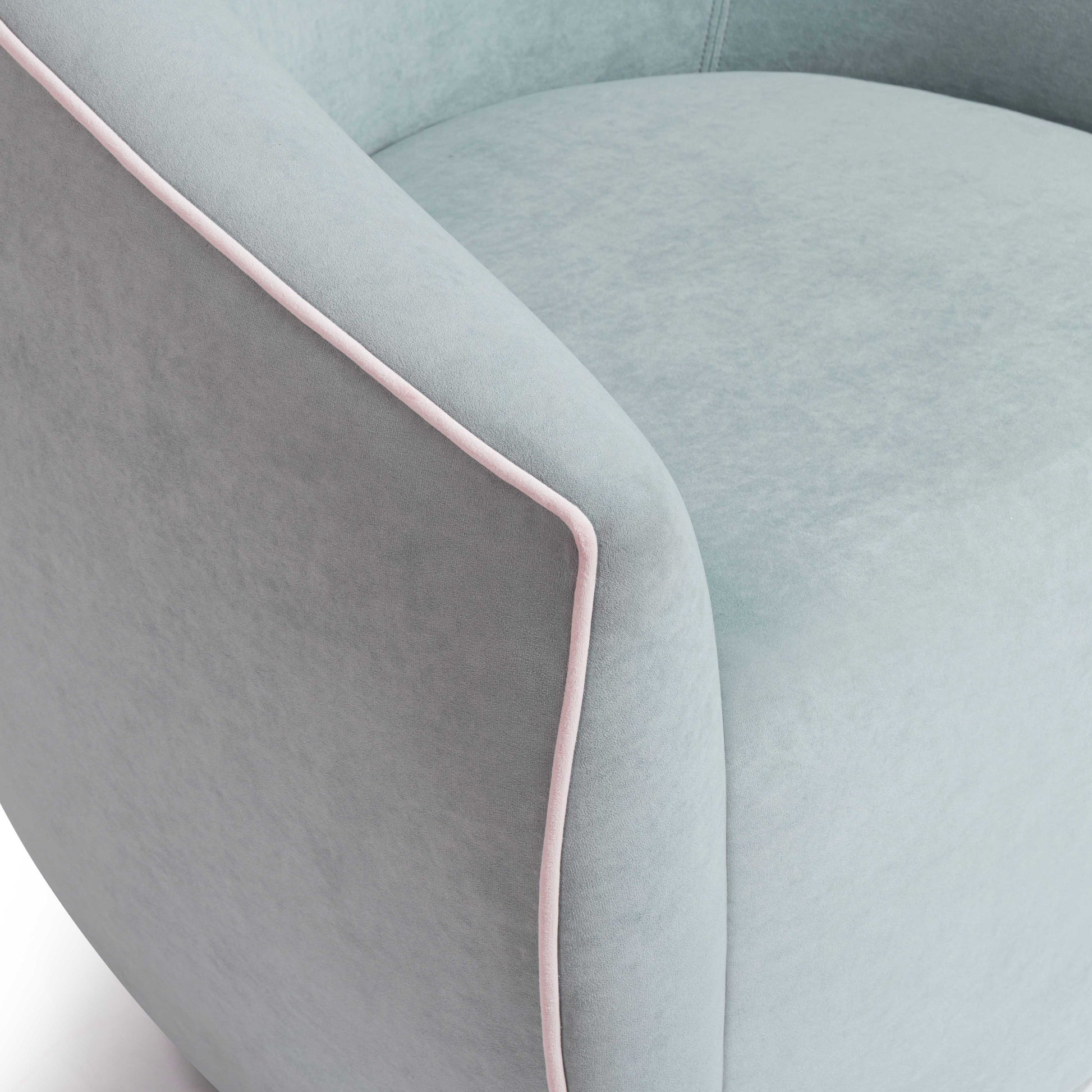 Jordan Contrast Piping Performance Velvet Swivel Accent Chair - Baby Blue,Cream - Image 6