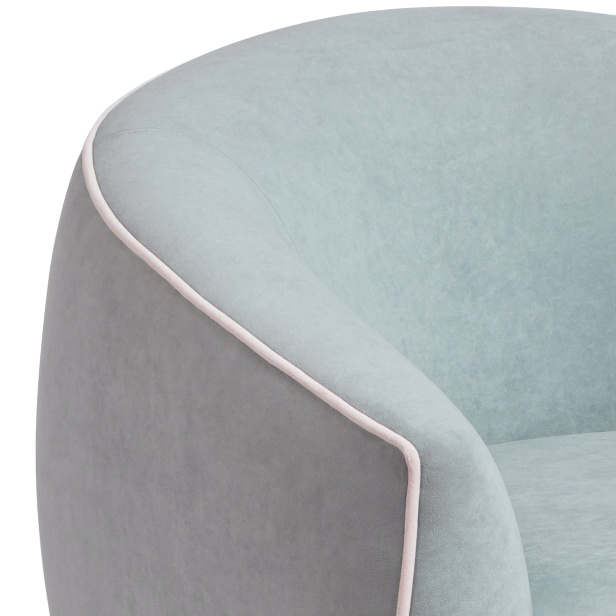 Jordan Contrast Piping Performance Velvet Swivel Accent Chair - Baby Blue,Cream - Image 7