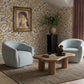Jordan Contrast Piping Performance Velvet Swivel Accent Chair - Baby Blue,Cream - Image 2