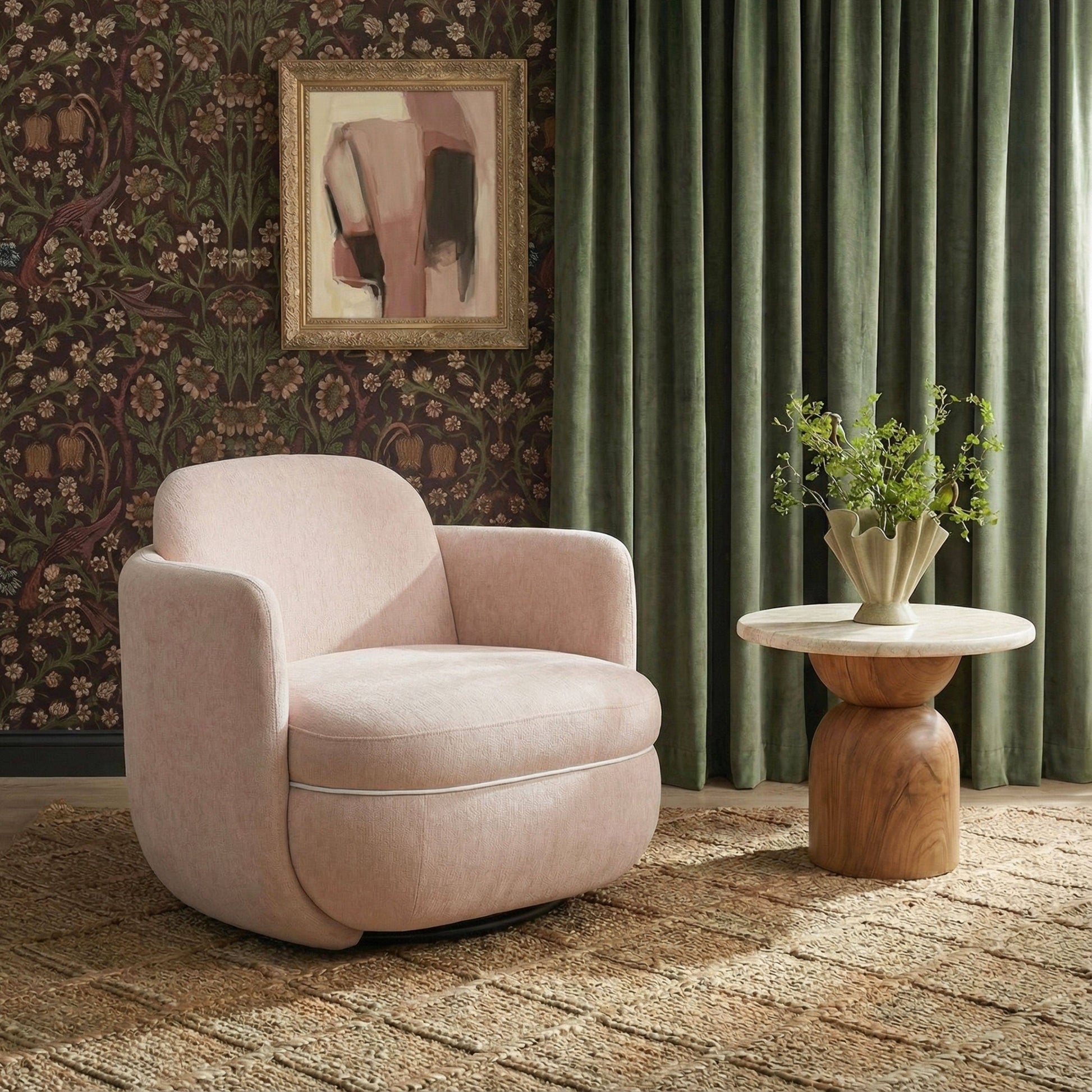 Wolfie Performance Chenille Swivel Accent Chair - Pink - Image 3