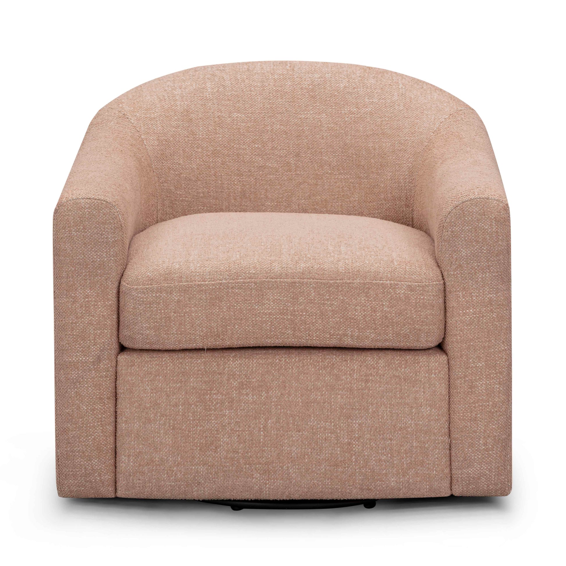 Thao Contract-Grade Basketweave Fabric Swivel Accent Chair - Blush - Image 3