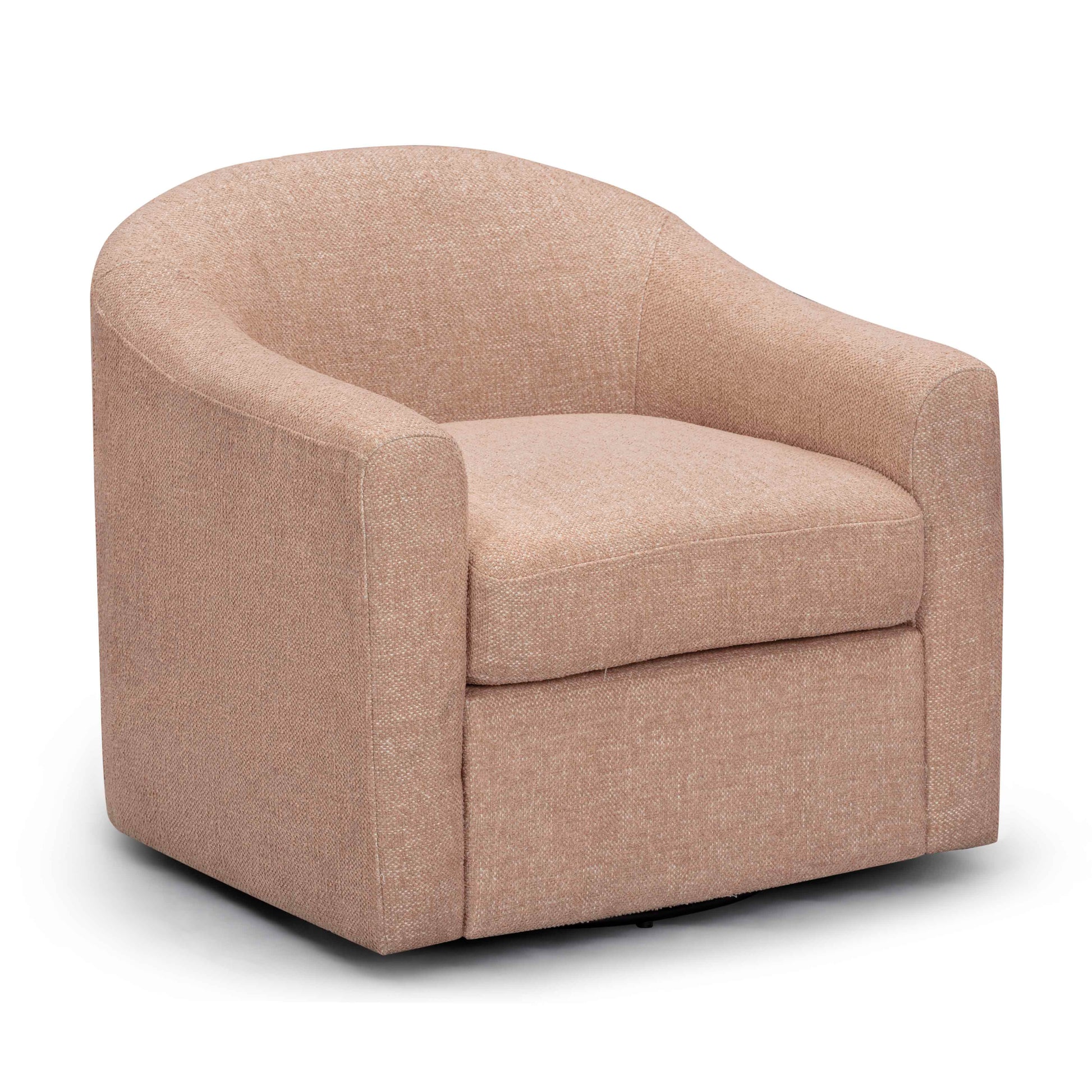 Thao Contract-Grade Basketweave Fabric Swivel Accent Chair - Blush - Image 1