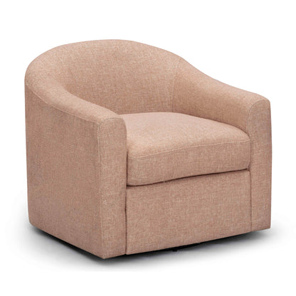 Thao Contract-Grade Basketweave Fabric Swivel Accent Chair - Blush - Image 1