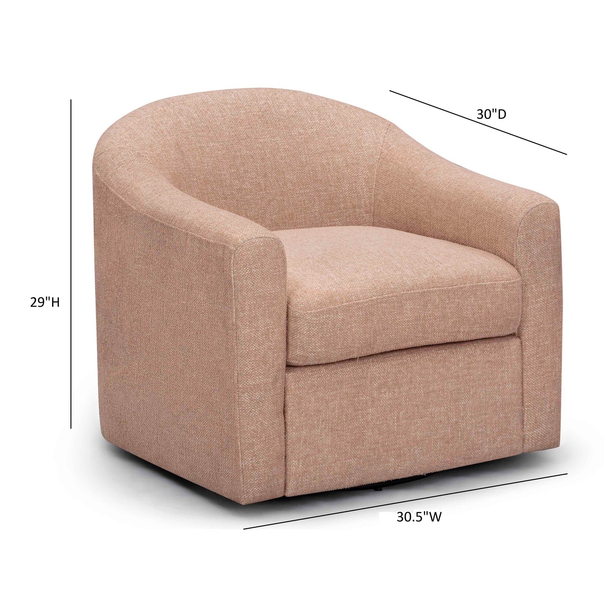 Thao Contract-Grade Basketweave Fabric Swivel Accent Chair - Blush - Image 7