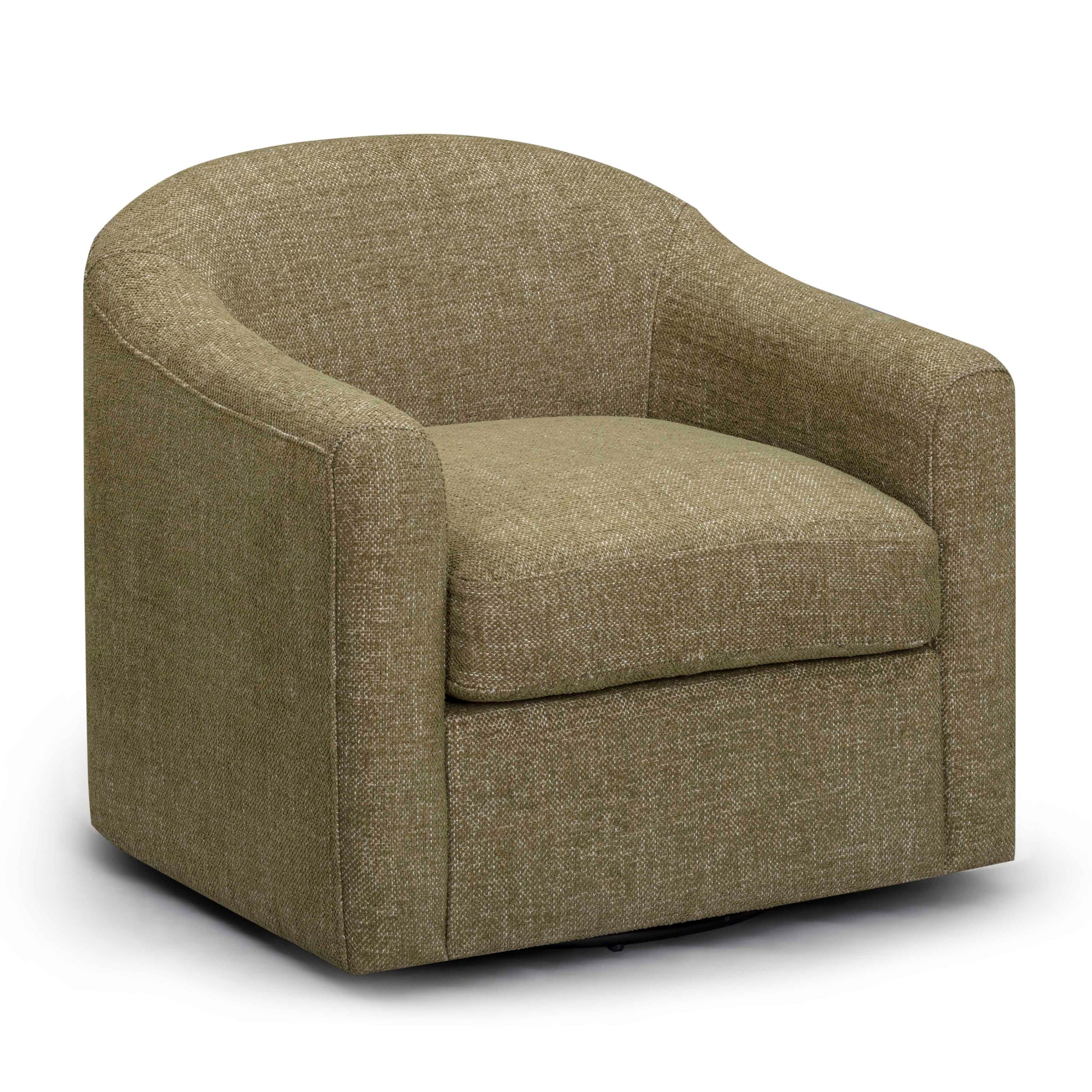 Thao Contract-Grade Basketweave Fabric Swivel Accent Chair - Green - Image 3