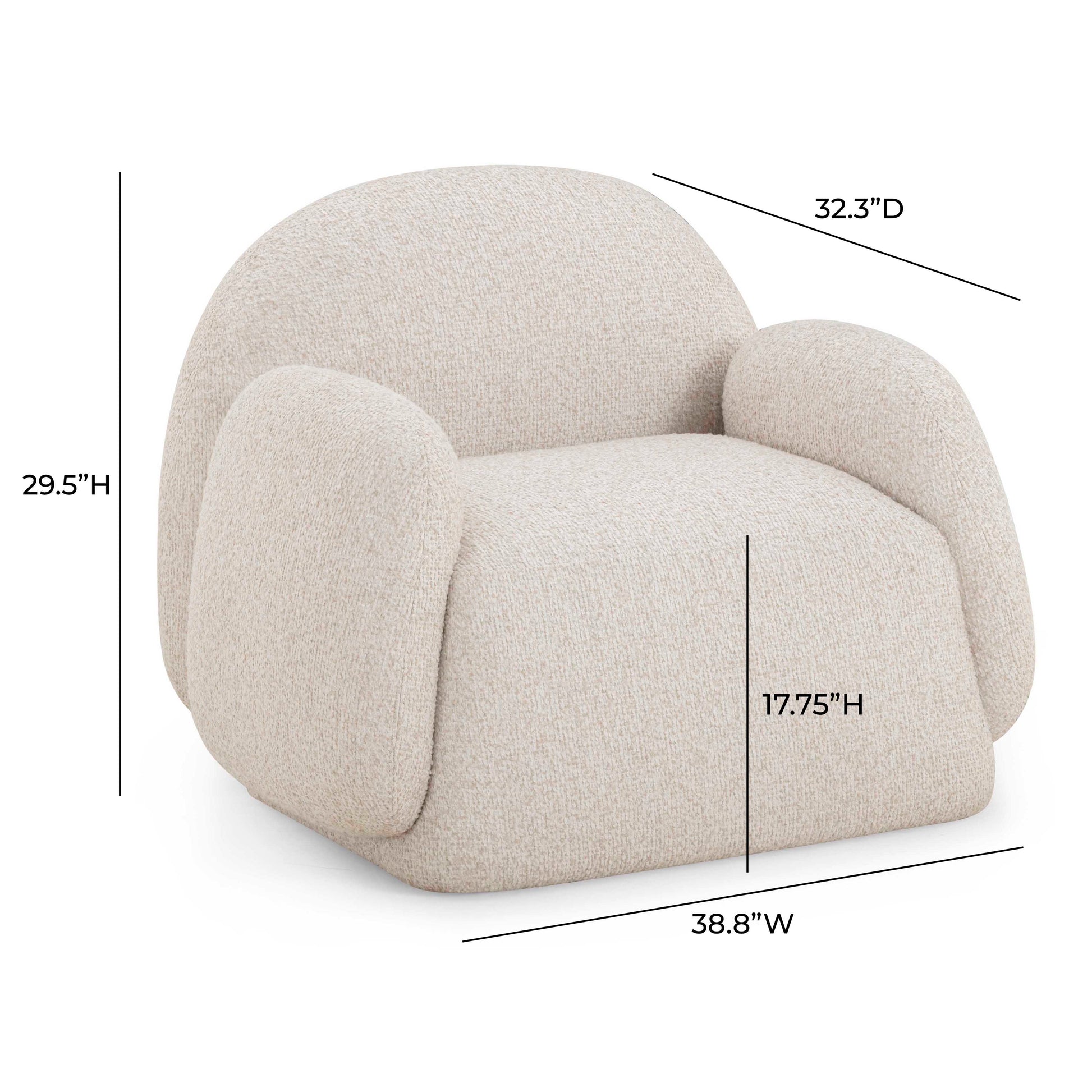 Marius Contract-Grade Boucle Accent Chair - Cream - Image 7