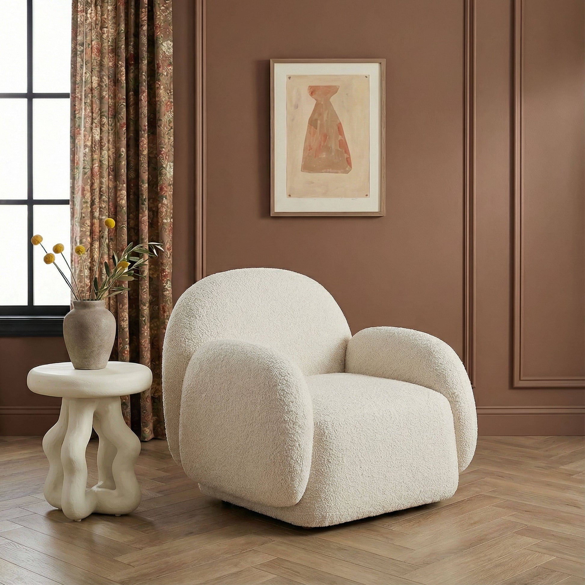 Marius Contract-Grade Boucle Accent Chair - Cream - Image 2