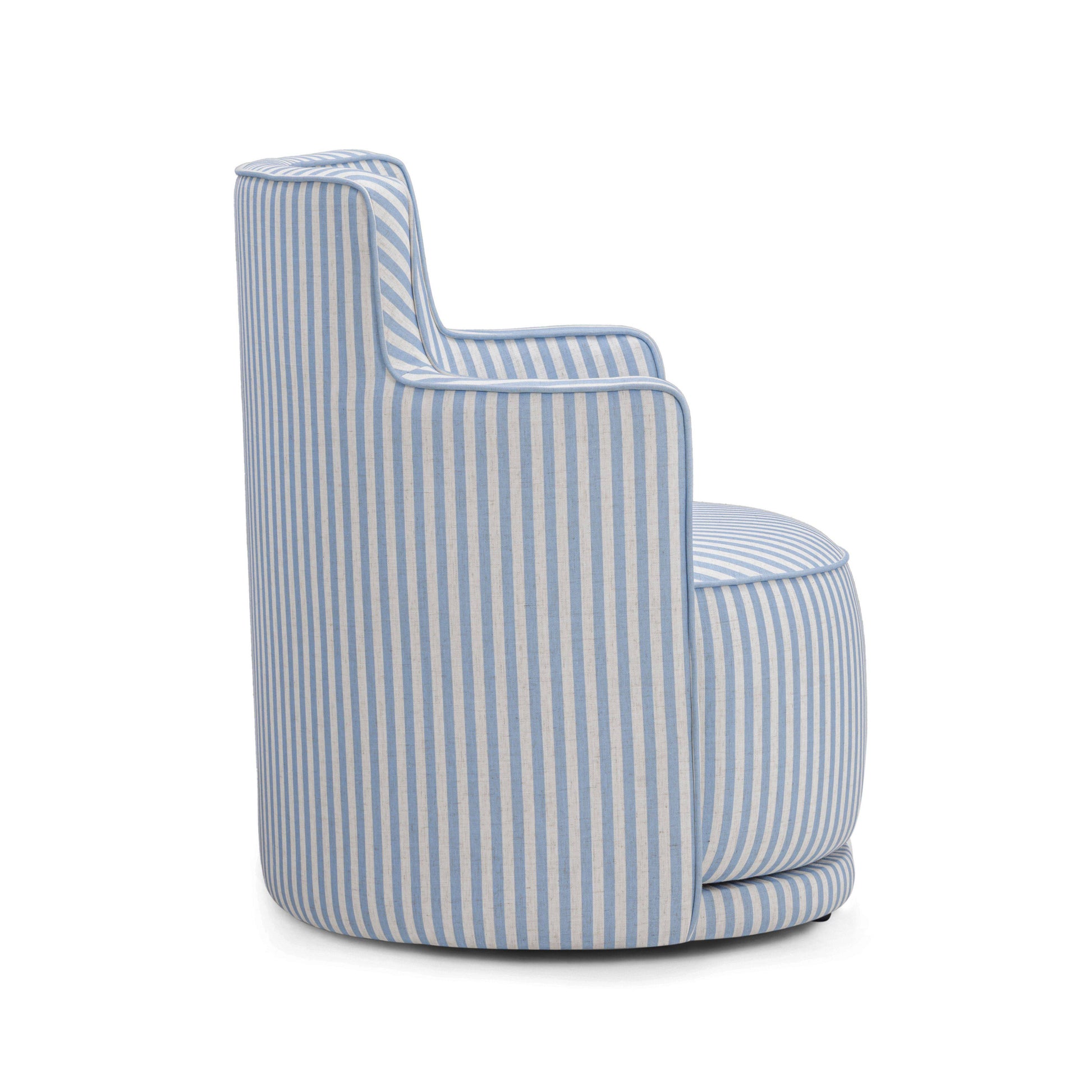 Passe Striped Linen Swivel Accent Chair - Blue Stripes - Image 5