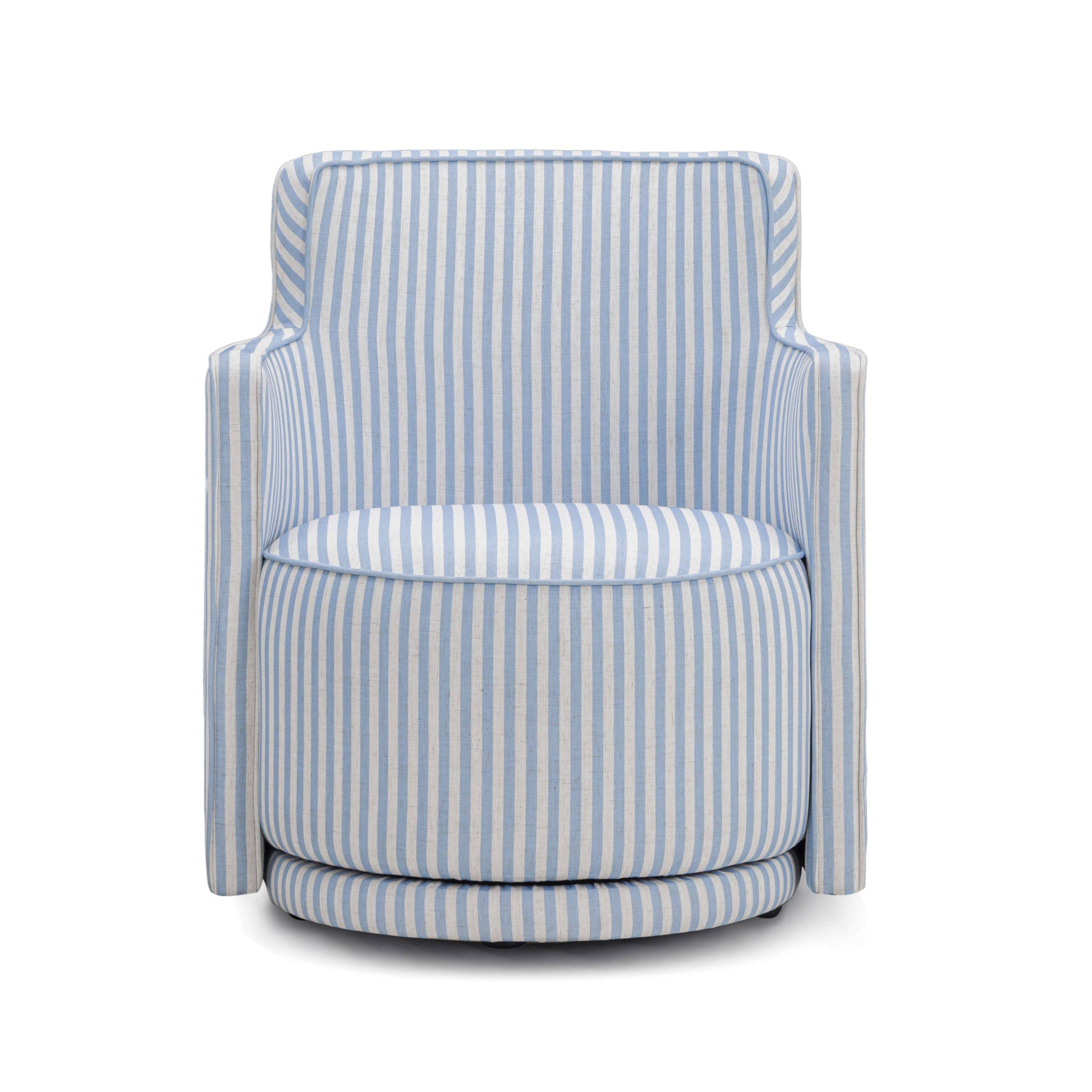 Passe Striped Linen Swivel Accent Chair - Blue Stripes - Image 1