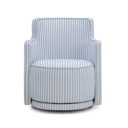 Passe Striped Linen Swivel Accent Chair - Blue Stripes - Image 1