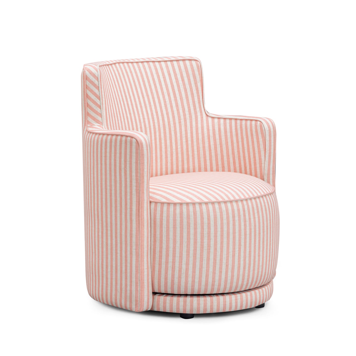 Passe Striped Linen Swivel Accent Chair - Pink Stripes - Image 1