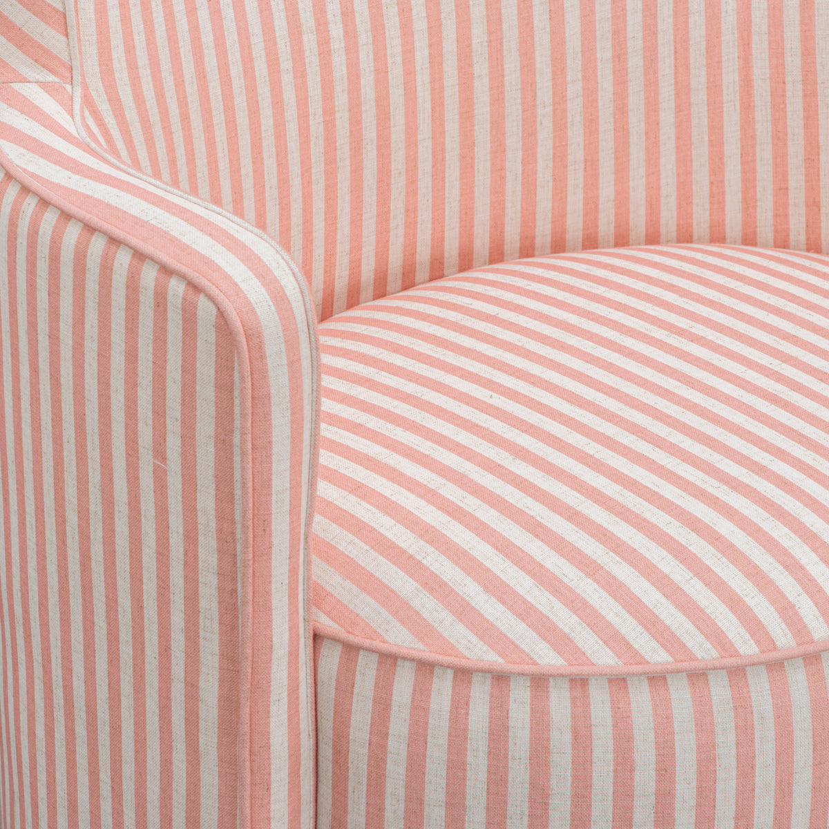 Passe Striped Linen Swivel Accent Chair - Pink Stripes - Image 4