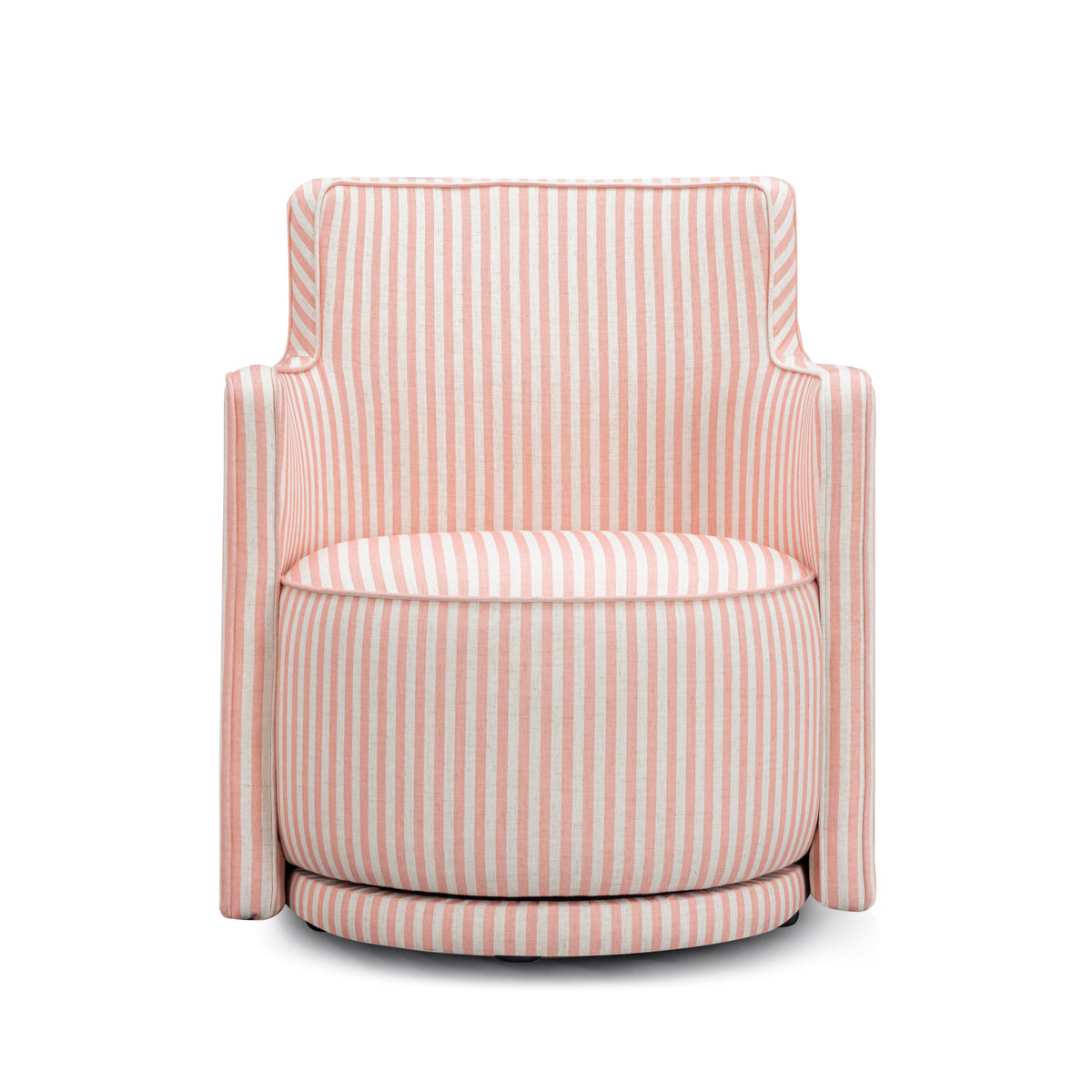 Passe Striped Linen Swivel Accent Chair - Pink Stripes - Image 1