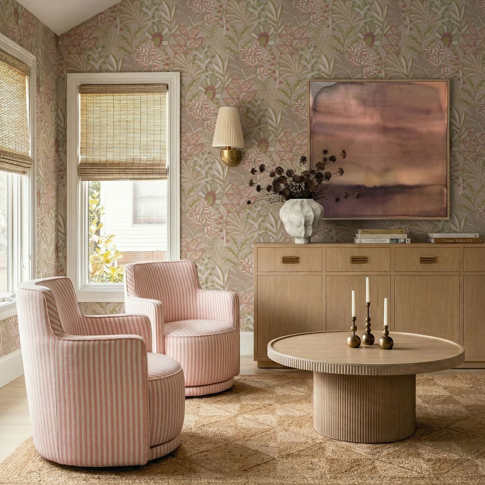 Passe Striped Linen Swivel Accent Chair - Pink Stripes - Image 3