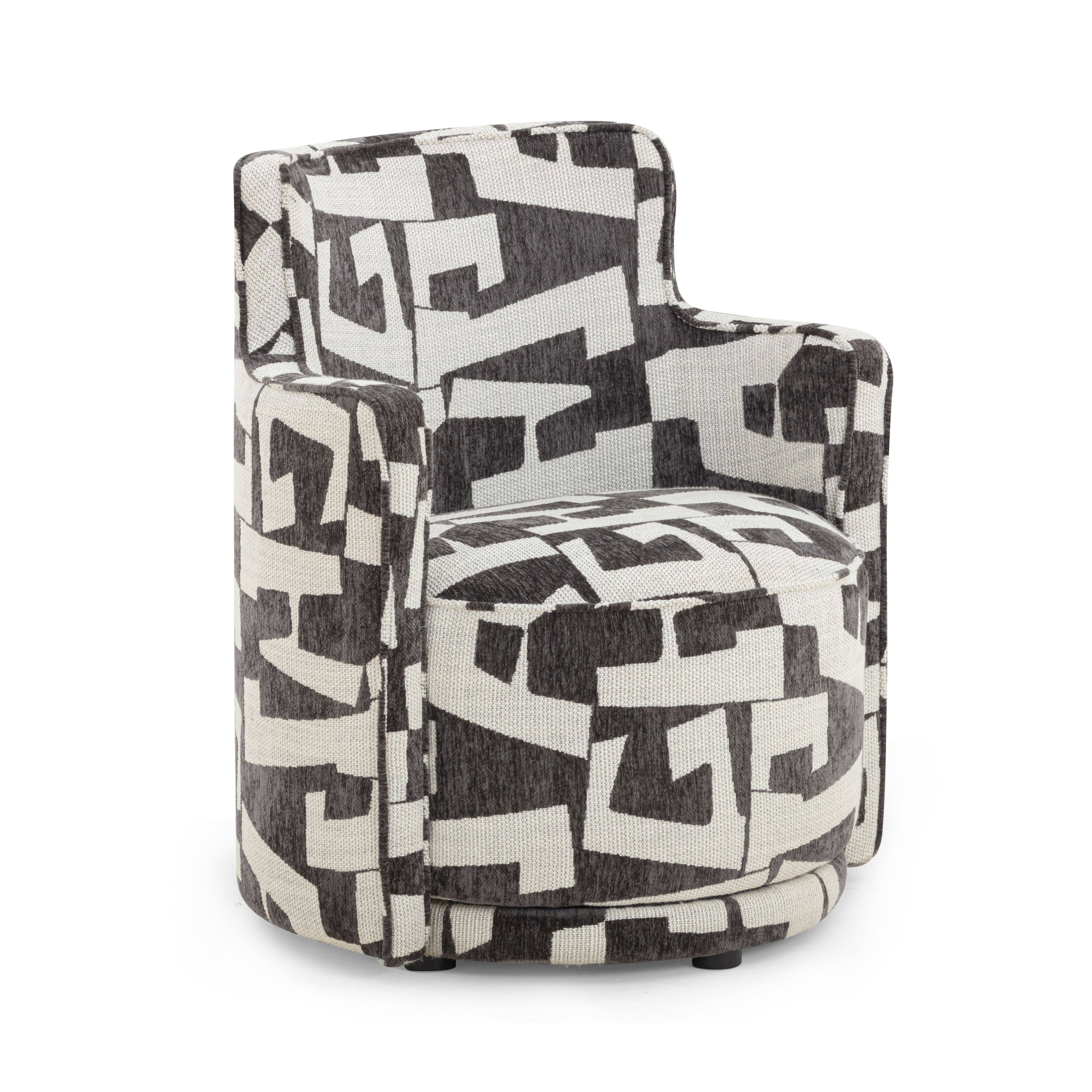 【TOV】SOUFFLE S black Passe Black Performance Jacquard Swivel Accent Chair | TOV Furniture