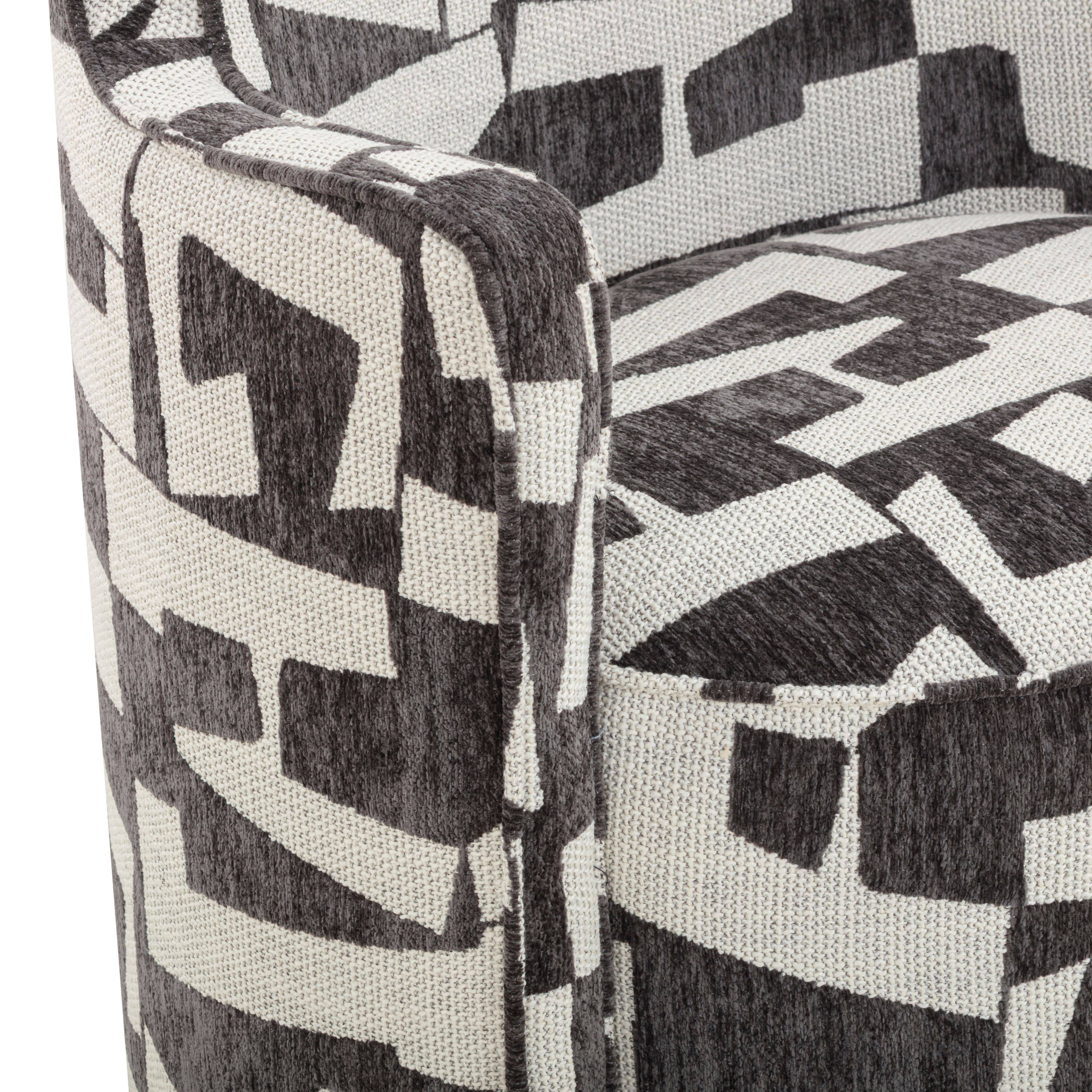 Passe Black Performance Jacquard Swivel Accent Chair | TOV Furniture