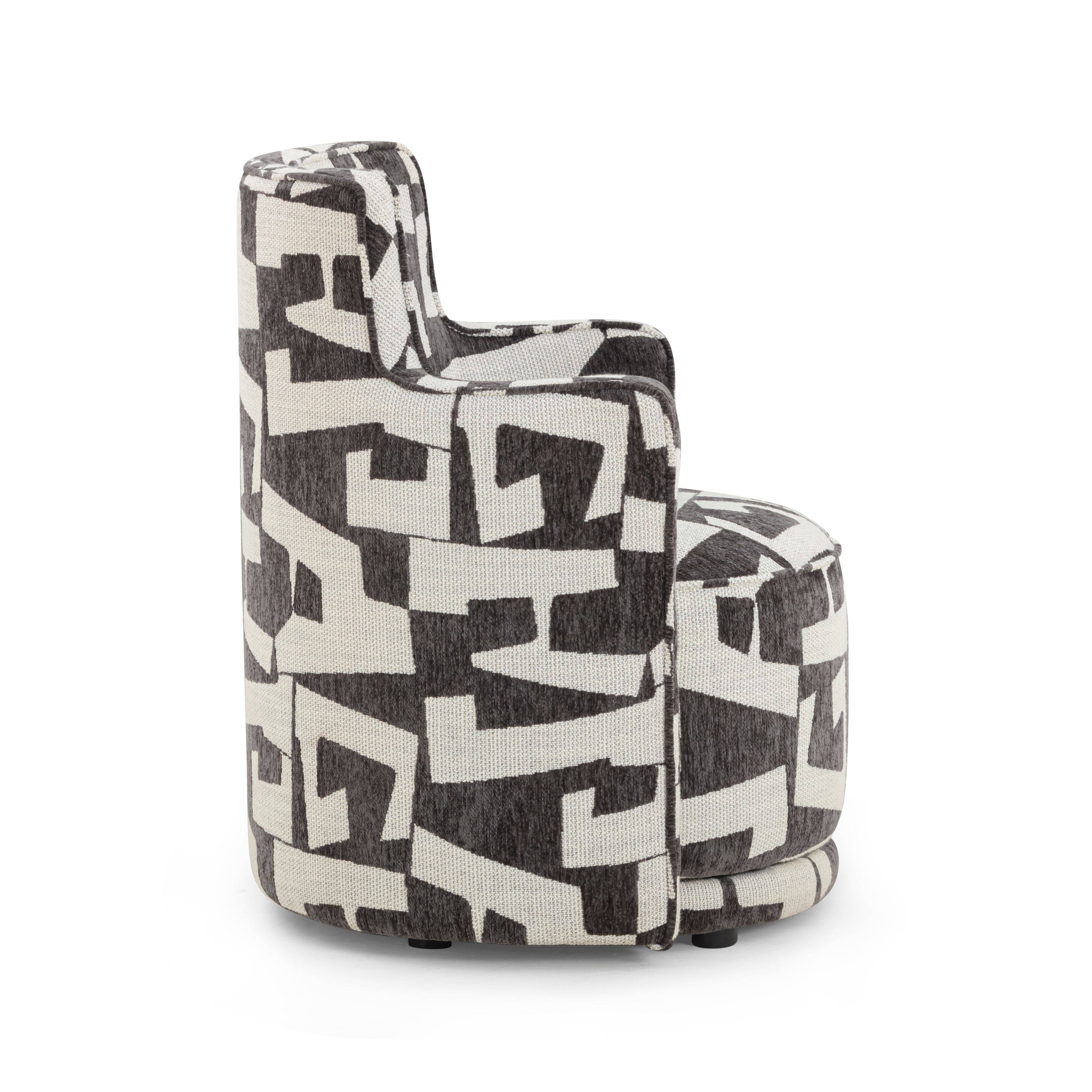 Passe Black Performance Jacquard Swivel Accent Chair | TOV Furniture