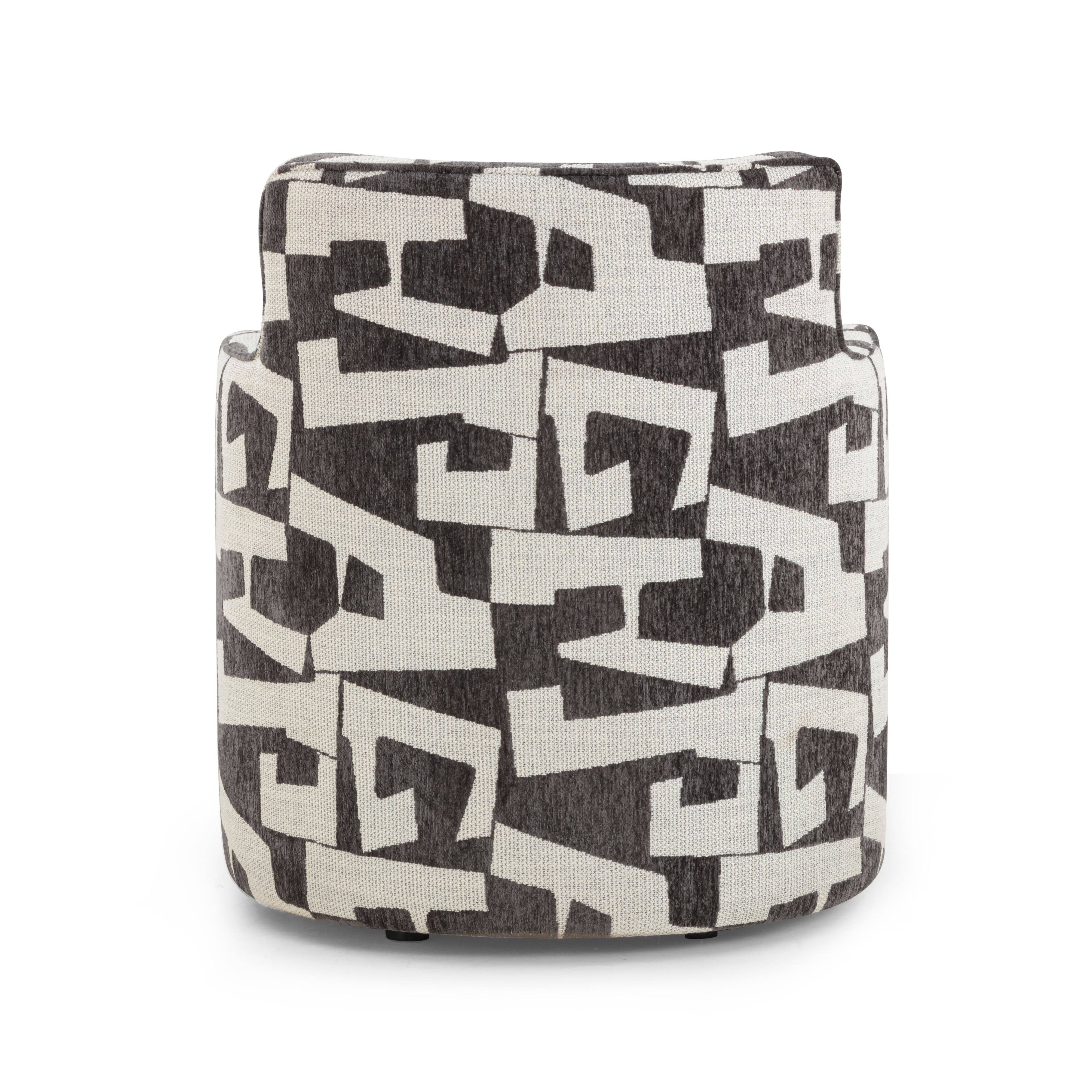 Passe Black Performance Jacquard Swivel Accent Chair | TOV Furniture