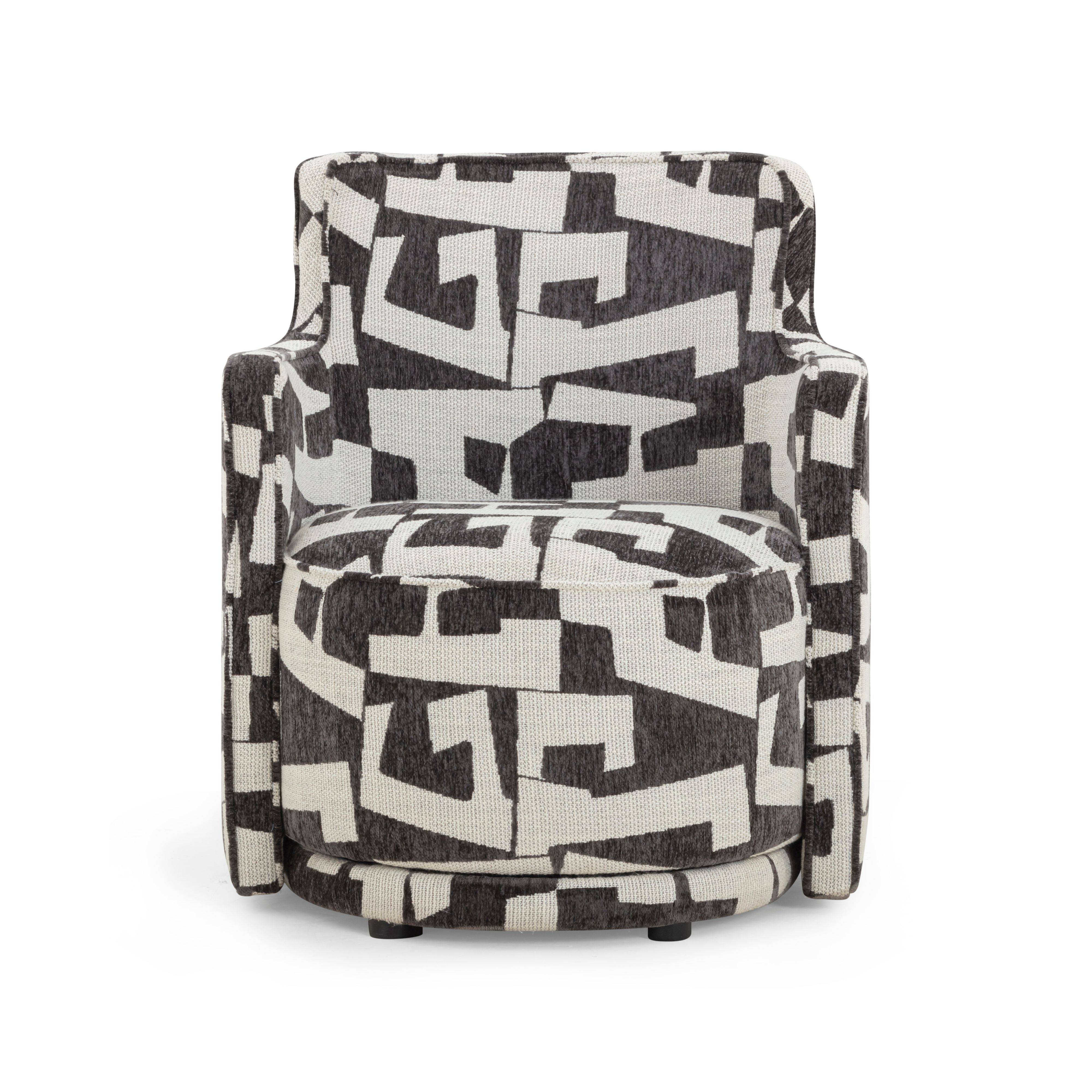 【TOV】SOUFFLE S black Passe Black Performance Jacquard Swivel Accent Chair | TOV Furniture