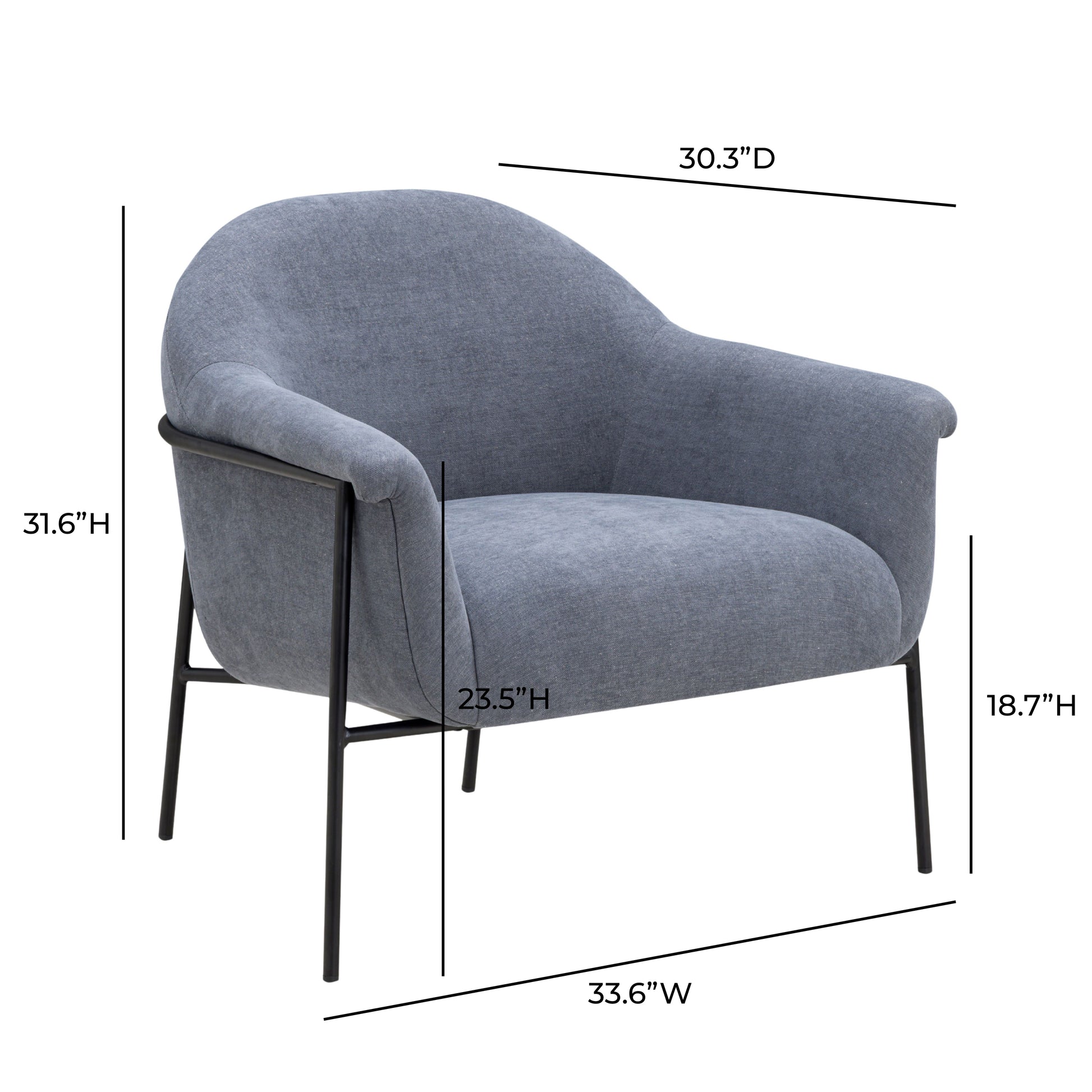 Lua Performance Chenille Accent Chair - Blue - Image 7