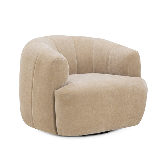 Jasmine Upcycled Contract-Grade Basketweave Fabric Swivel Accent Chair - Image 1