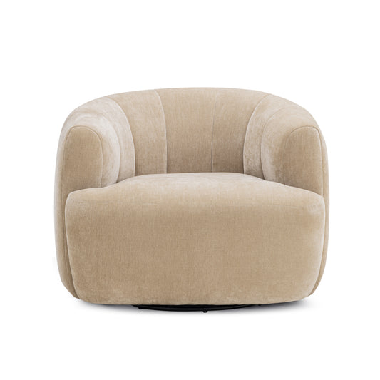 Jasmine Upcycled Contract-Grade Basketweave Fabric Swivel Accent Chair - Image 1