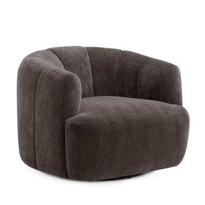 Jasmine Upcycled Contract-Grade Basketweave Fabric Swivel Accent Chair - Storm Grey - Image 1