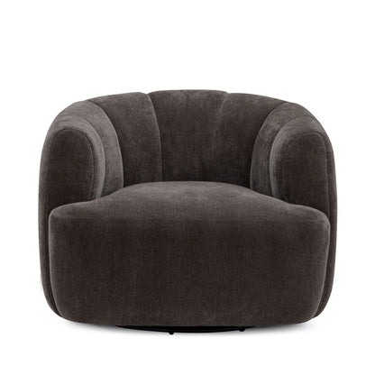 Jasmine Upcycled Contract-Grade Basketweave Fabric Swivel Accent Chair - Storm Grey - Image 1