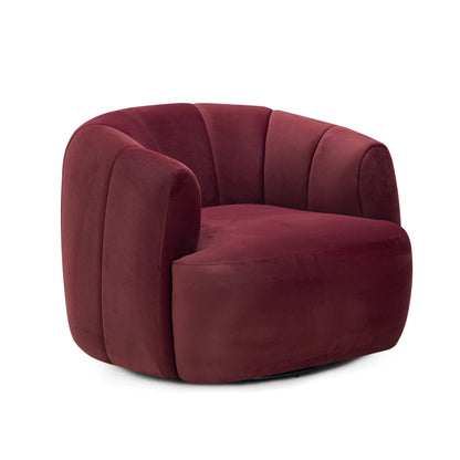 Jasmine Performance Velvet Swivel Accent Chair - Berry Red - Image 1