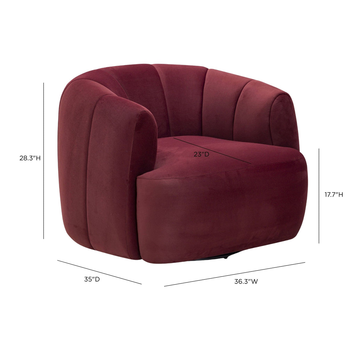 Jasmine Swivel Accent Chair - Berry Red - Image 9