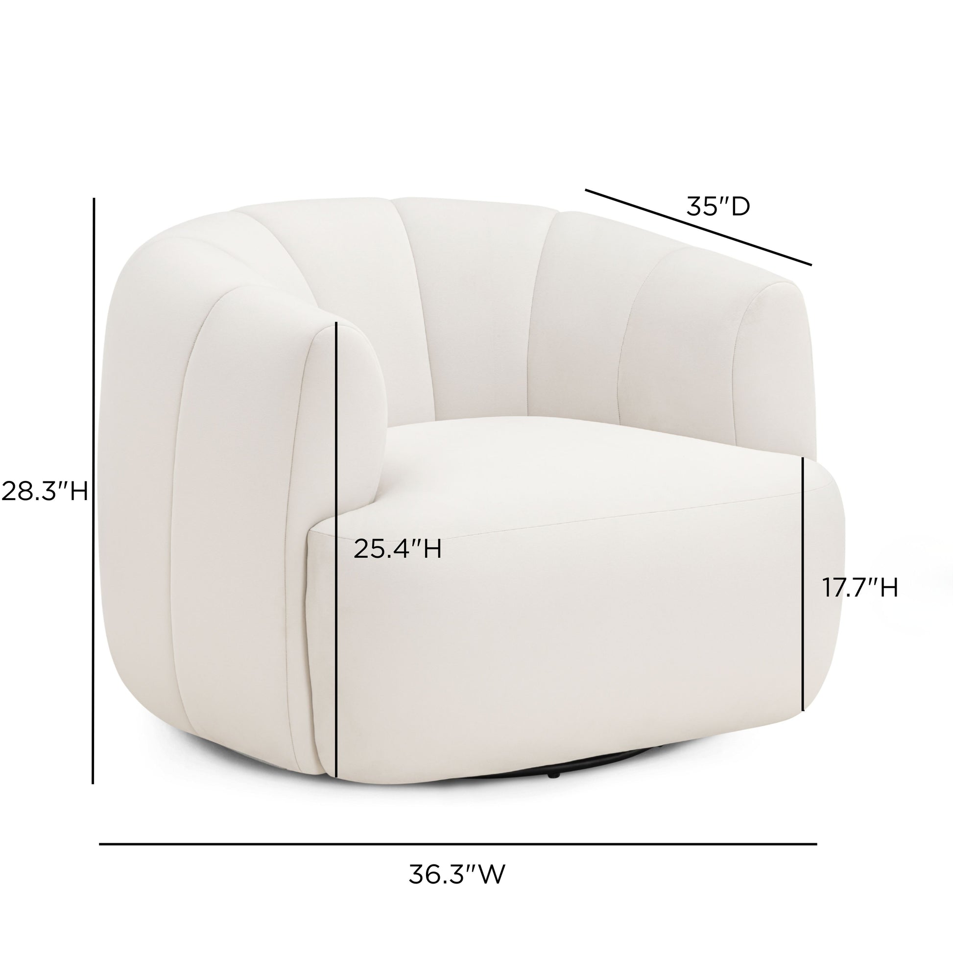 Jasmine Performance Velvet Swivel Accent Chair - Cream - Image 8