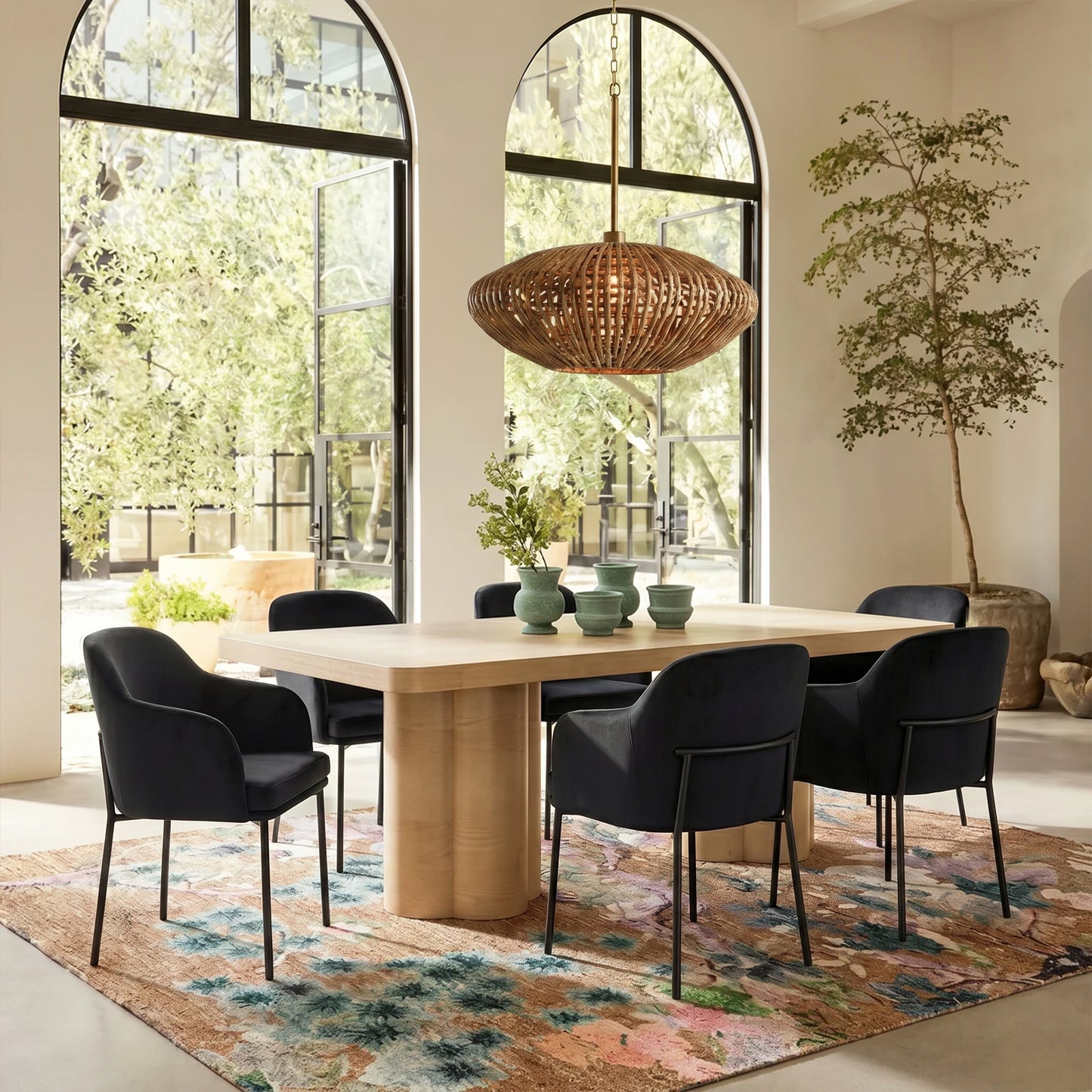 Sydney Performance Velvet Armchair - Set of 2 - Black - Image 2