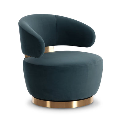 Austin Dark Teal Performance Velvet Swivel Accent Chair - Image 1