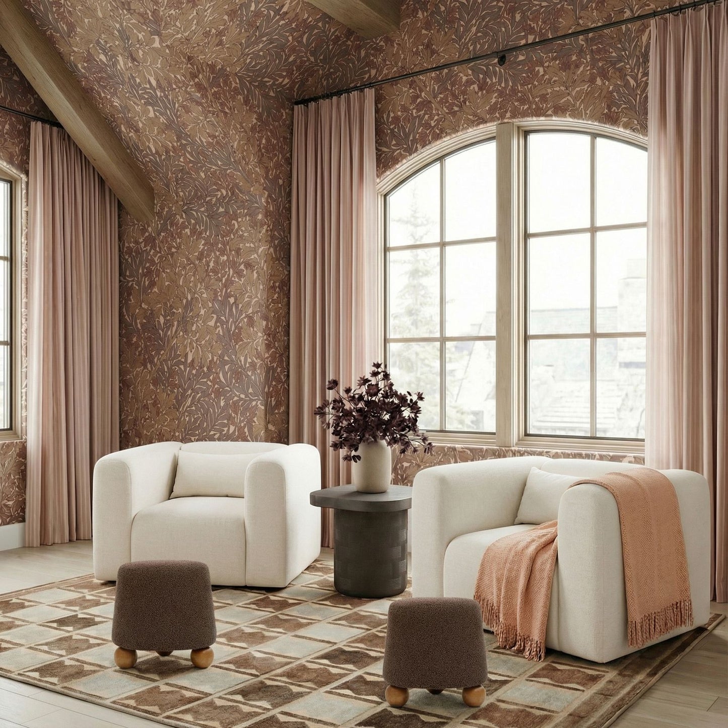 Tarra Cream Performance Chenille Armchair - Image 2