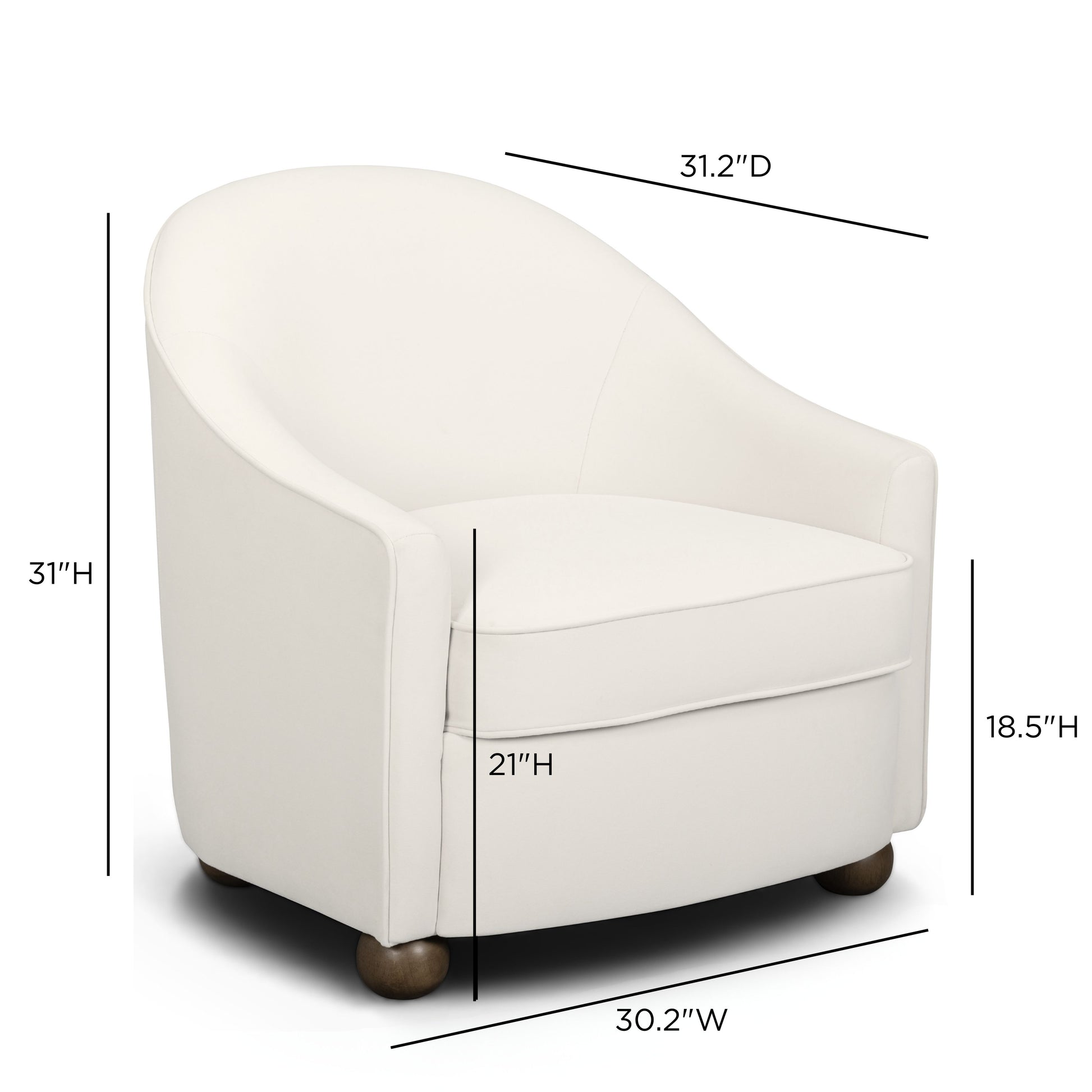 Cettie Performance Velvet Accent Chair - Cream - Image 5