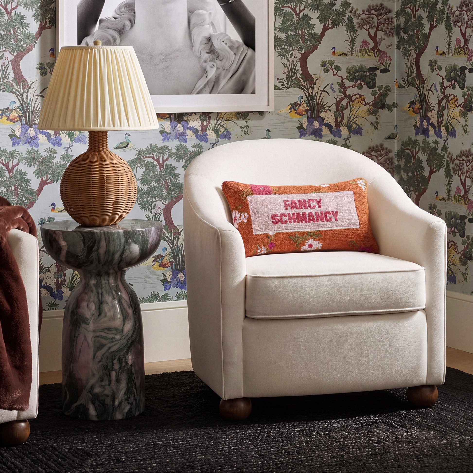 Cettie Performance Velvet Accent Chair - Cream - Image 2